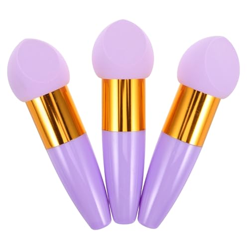 BESTYASH 3 Stück Abgeschrägter Stick-Puff Puderschwämme Keil Pulver Gesichts- Schönheitsmixer lidschatten schwammpinsel make-up Gesichtsschwämme für Make-up Aluminiumrohr Violett von BESTYASH