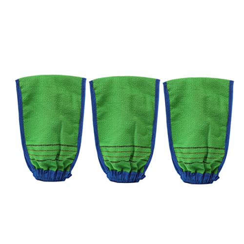BESTYASH 3 Stück Bambusfaser Peelinghandschuhe Badehandschuhe Doppelseitig Sanftes Peeling Badzubehör für Damen und Herren Effektive Hautreinigung Unisex Grün von BESTYASH