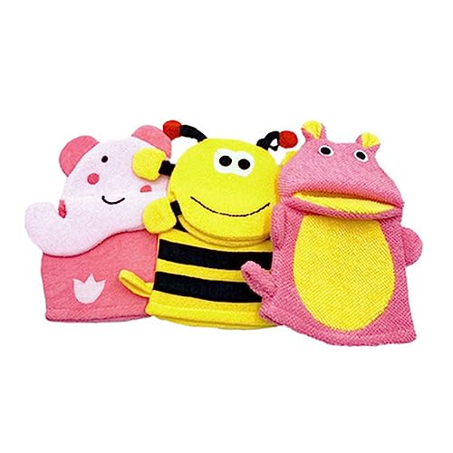 BESTYASH 3 Stück Cartoon Tierform Badeschwamm Massagehandschuhe Duschschwämme für Entspannende Geeignet für Junge Mädchen und Kleinkinder von BESTYASH