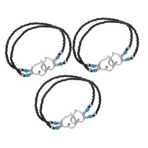 BESTYASH 3 Stück Doppellagiges Fußkettchen Damen Boho Perlenarmband mit Herzanhängern Leichtes Strand Schmuck für Sommerurlaub Modisches Knöchelband Vielseitig Kombinierbar Komfortabel zu von BESTYASH