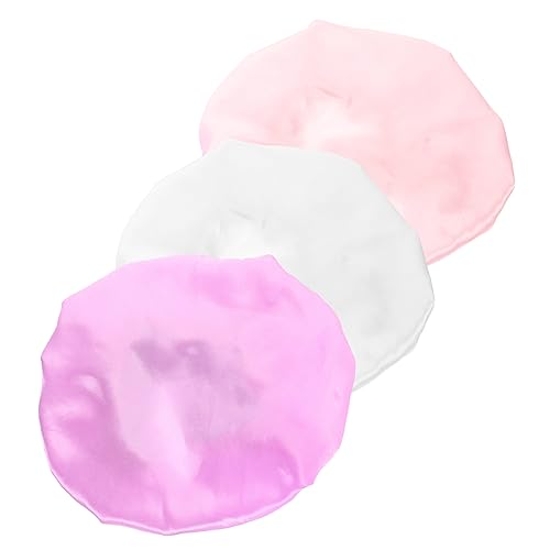 BESTYASH 3 Stück Elastische Schlafhauben für Junge Mädchen und Kleinkinder Weiche Dehnbare Satin Bonnets Weiß und Lila Bequeme Hauben zum Schlafen und Duschen Schützt Haare und Kopfhaut von BESTYASH