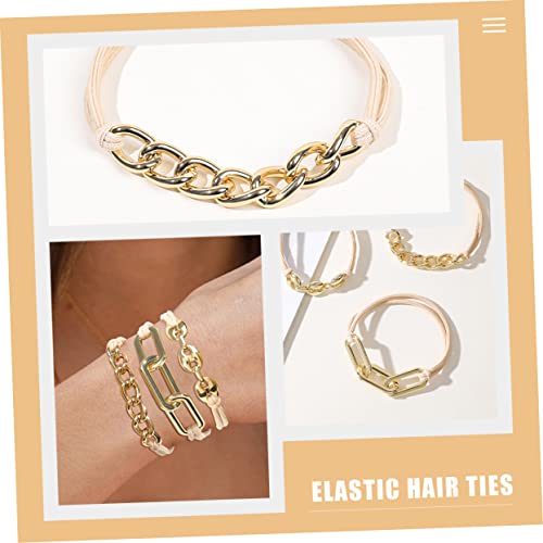 BESTYASH 3 Stück Galvanisierte Haarseile Gummibänder Für Mädchen Goldene Pferdeschwanzhalter Haarseil Armband Haarband Haargummi Armbänder Metall Pferdeschwanzhalter von BESTYASH