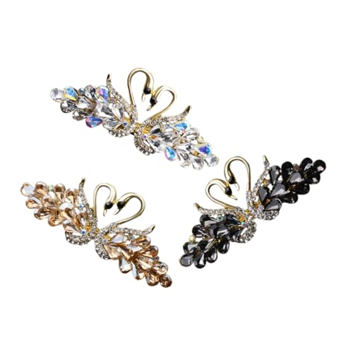 BESTYASH 3stücke Teiliges Vintage Rhinestone Haarspangen Funkelnde Kristall-schwan Haarschmuck Für Hochzeiten Verlobungen Und Partys Elegante Damen Haaraccessoires Champagner von BESTYASH