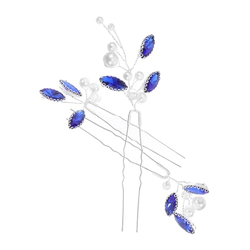 BESTYASH 3 Stück Haarnadel Aus Kristall Haarnadeln Haargabel Barrettes Haarprodukte Für Frauen Stifte Hochzeitshaar Edelsteine Französische Haarnadel Blue Strasssteine von BESTYASH