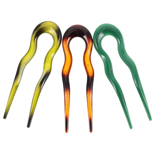 BESTYASH 3stücke U-förmige Haargabeln Aus Acetat Haaraccessoires Für Damen Einfache Haarstyling-accessoires Handgefertigte U-förmige Haarnadeln Modische Haaraccessoires Für Mädchen von BESTYASH