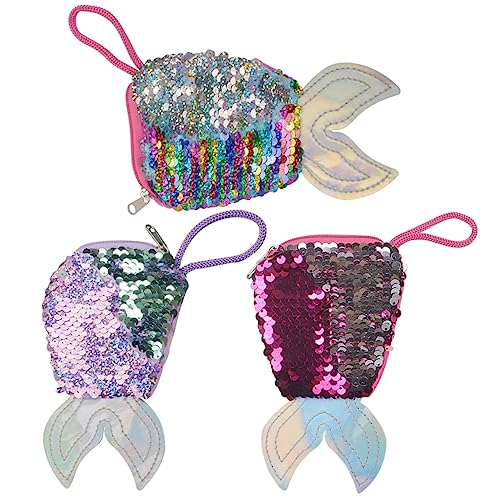 BESTYASH 3stücke Meerjungfrau Geldbörse Glitzernde Pailletten Geldbeutel Für Mädchen Mit Reißverschluss Für Geburtstagsgeschenke Weihnachten Und Meerjungfrau-mottopartys von BESTYASH