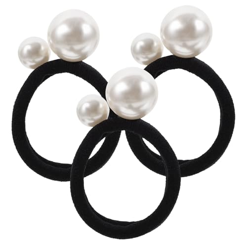 BESTYASH 3 Stück Perlen Haargummis Elastische Pferdeschwanz Halter für Damen Mädchen Stilvoll Eleganter Haarschmuck mit Nahtlosem Perlendesign für Festen und Modischen Look von BESTYASH