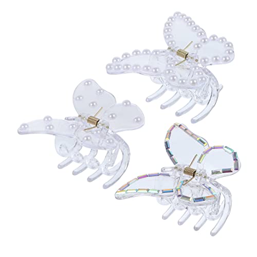 BESTYASH 3 Stück Perlen-Schmetterlings-Haarspange Clips für Haare geformt Haarknotenklammern für Frauen Haarklammer haarschmuck Klemmbacken für Haare dekorative Haarspangen Harz von BESTYASH