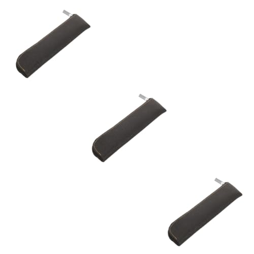 BESTYASH 3 Stück -Stiftspeicherbeutel für schützend Stifthülsen Multifunktional Stiftbeutel Stifttaschen kleine Aufbewahrungstasche Geldbörse der Stifthalter Mäppchen Leder Schwarz von BESTYASH