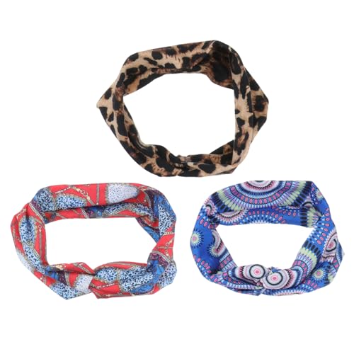 BESTYASH 3 Stück Teiliges Bohemian Stirnband für Damen Elastische Stilvolle Haarbänder Leopardenmuster und Roter Kette für Alltag und Outdoor Aktivitäten von BESTYASH