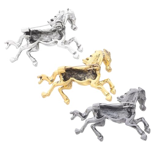 BESTYASH 3 Stück Teiliges Chinesische Pferdebroschen mit Galoppierendem Tierdesign Vintage Emaille Anstecknadeln Jahr Des Pferdes Modische Reverspins für Damen und Herren Geeignet für von BESTYASH