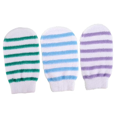 BESTYASH 3 Stück Teiliges Duschhandschuh Peelinghandschuhe für Damen und Herren Doppelseitig Verwendbare Hautfreundliche Peeling Mitts zur Sanften Hautreinigung und Zufällige Farbe von BESTYASH