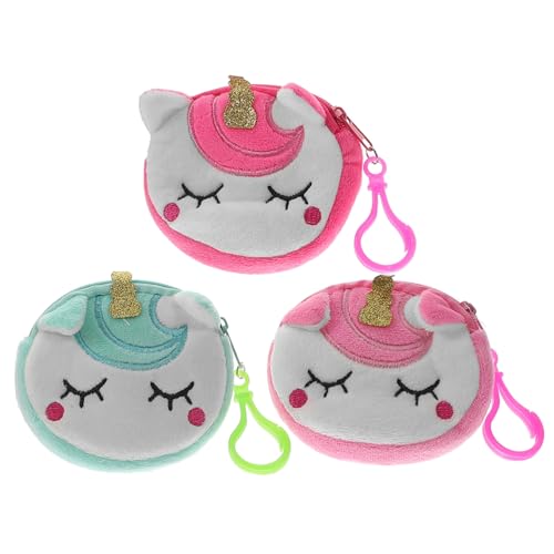 BESTYASH 3 Stück Teiliges Einhorn Schnapparmband mit Plüsch und Münzfach Armband Geldbörse mit Weichem PP Baumwollmaterial Sicherer und Praktischer Handgelenksbeutel für Mädchen und Jungen von BESTYASH