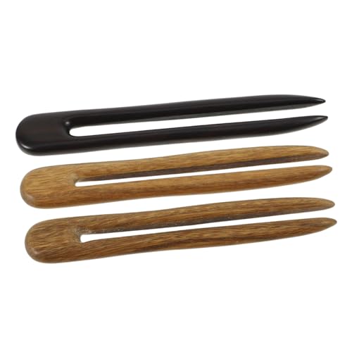 BESTYASH 3 Stück Teiliges Haarschmuck aus Natürlichem Palisanderholz und Sandelholz U Förmige Handgefertigte Haarnadeln für Damen Glatt Poliert Angenehmer Duft für Stilvolles Styling und von BESTYASH