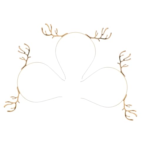 BESTYASH 3 Stück Teiliges Rentier-haarreif Funkelnden Metall-hirschgeweihen Leichter Bequemer Festtagskopfschmuck mit Strassbesetzten Geweihen für Weihnachten Cosplay und Party von BESTYASH