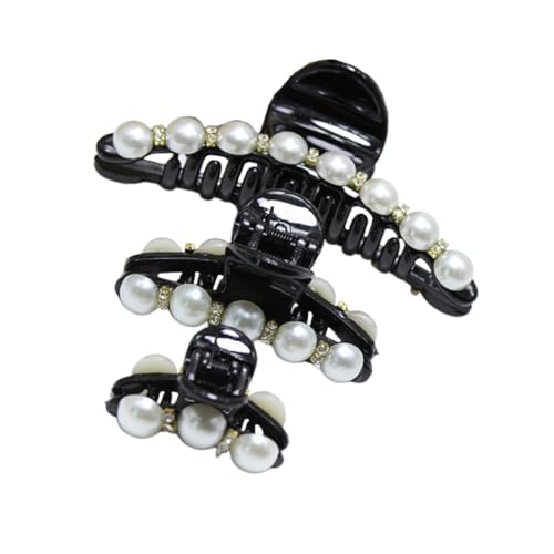 BESTYASH 3stücke Schwarze Perle Strass Haarspange Damen Kieferclip Set Einfache Mode Stil Für Party Festival Reise Alltag Haardekoration BESTYASH 3stücke Schwarze Perle Strass Haarspange Damen Kieferclip Set Einfache Mode Stil Für Party Festival Reise Alltag Haardekoration von BESTYASH