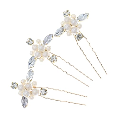 BESTYASH 3 Stück Teiliges Set U Form Haarnadel mit Strassblumen für Hochzeiten Brautfrisuren und Besondere Anlässe Eleganter Haarschmuck für Damen zur Betonung von Stil und von BESTYASH