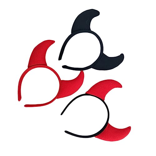 BESTYASH 3 Stück Teiliges Teufel Haarreif Set mit Ox Horn Design Vielseitiges Party und Cosplay Stirnband für Erwachsene Schwarz Rot für Karneval Bühnenauftritte und Kostümpartys von BESTYASH