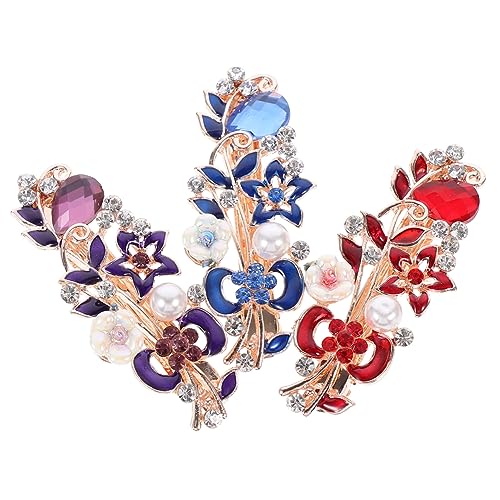 BESTYASH 3 Stück Teiliges Weihnachts Haar Accessoire mit Glitzersteinen und Perlen Haarklammern für Mädchen und Rot Blau von BESTYASH