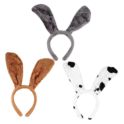 BESTYASH 3 Stück Teiliges Weihnachts Haarreif mit Kreativen Plüsch Hundohren Weiche Leichte Haarbänder für Party Cosplay und Festliche Anlässe Langlebig und Farbecht von BESTYASH