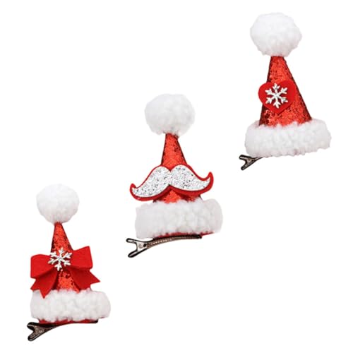 BESTYASH 3 Stück Teiliges Weihnachts Haarspangen mit Buntem Weihnachtsmützen Design Weichem Glattem Material Wiederverwendbar Festlich für Mädchen Party Hochzeit Weihnachtsdekoration von BESTYASH