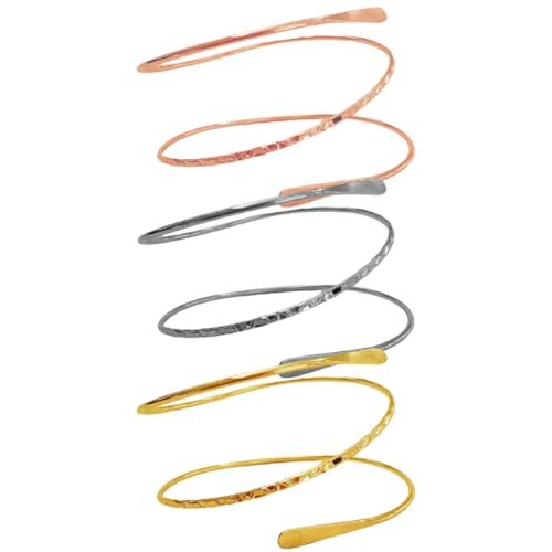 BESTYASH 3 Stück Verstellbare Metall Arm Manschetten Oberarm Armbänder Damen Leicht Spiralförmig Charm Schmuck Geschenk von BESTYASH