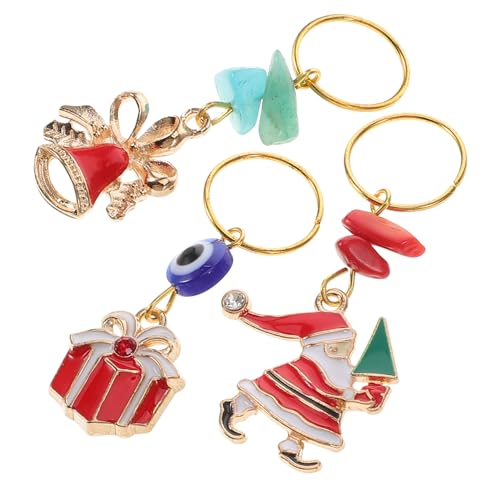 BESTYASH 3stücke Teiliges Weihnachts-haarornamente Für Dreadlocks Mit Santa Glocken Und Geschenken Aus Langlebiger Legierung Vielseitig Einsetzbar Als Schmuck Oder Schlüsselanhänger von BESTYASH