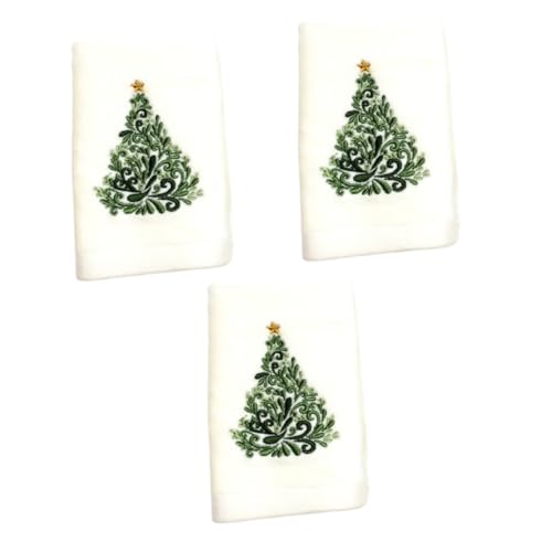 BESTYASH 3 Stück Weihnachtliches Gesichtstuch Besticktem Weihnachtsbaummuster Saugfähiges Handtuch für Gesichtspflege und Festliche Weihnachtsdeko als von BESTYASH
