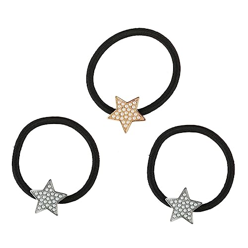 BESTYASH 3 Stücke Perlen Haargummis für Damen Elastische Haarbänder mit Sternen Design Langlebige Haarschmuck Accessoires Haar Accessoire von BESTYASH