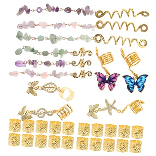 BESTYASH 31 Stück Dreadlock-haar-accessoire-set Zubehör Trendy Dreadlocks Flechten Haarschmuck Dekorativ Gold Haardekoration Geflochten Reiz Haarquasten Für Frauen Flechtschmuck Legierung von BESTYASH