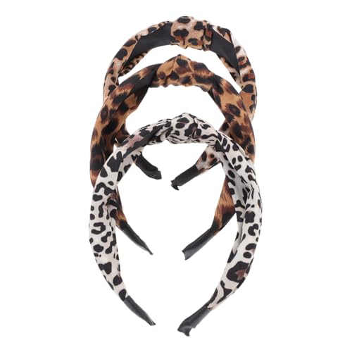 BESTYASH 3stücke Geknotetes Leoparden Haarband Mode Leopard Stirnband Stilvolles Geknotetes Leoparden Kopftuch Haar Leopard Dekor von BESTYASH