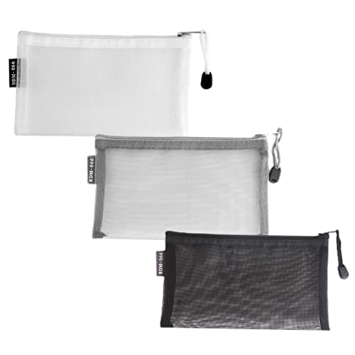 BESTYASH 3stücke Federmäppchen Mit Reißverschluss Stifte-Aufbewahrungstasche Mesh-Organizer Groß Für Stifte Bleistifte Lineale Notizen Radiergummis Kosmetika Make-up-Pinsel-Tasche von BESTYASH
