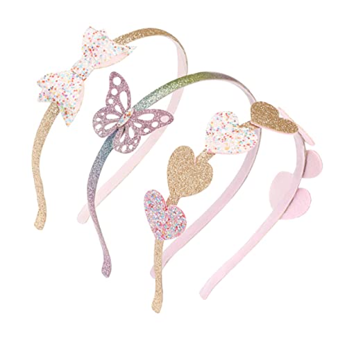 BESTYASH 3stücke Teiliges Junge Mädchen Haarreif Set Mit Glitzer-bögen Und Herzen Schmetterlings-haarbänder Für Mädchen Für Partys Und Besondere Anlässe Charmante Accessoires Für von BESTYASH