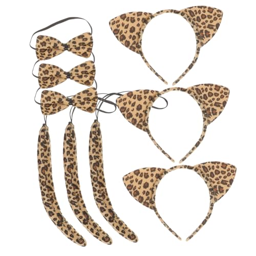 BESTYASH 3sätze Katzenohren Stirnband Mit Set Für Junge Mädchen Tierkostüm Cosplay Party Requisiten Stoffaterial Einheitsgröße Fotoshooting Halloween von BESTYASH