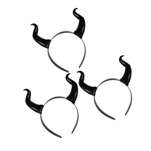 BESTYASH 3stücke Hörner Halloween Stirnband Für Cosplay Dämonenhörner-kopfbedeckung Gruseliges Haarband Kuhhorn-design Statement-accessoire Für Kostümfeste von BESTYASH