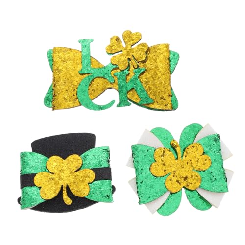 BESTYASH 3stücke Shamrock Haarspangen Mit Glitzer Grüne Schleifen-haarclips Für Patrick's Day Festlichkeiten Und Täglichen Gebrauch Süße Haaraccessoires Für Mädchen von BESTYASH