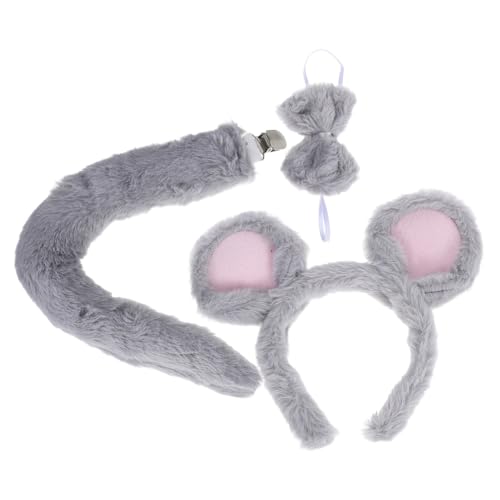 BESTYASH 3stücke Stirnband Mit Mausohren Pelzigem Tierohren-design Bequemer Kopfbedeckung Für Halloween Karneval Und Cosplay-partys von BESTYASH