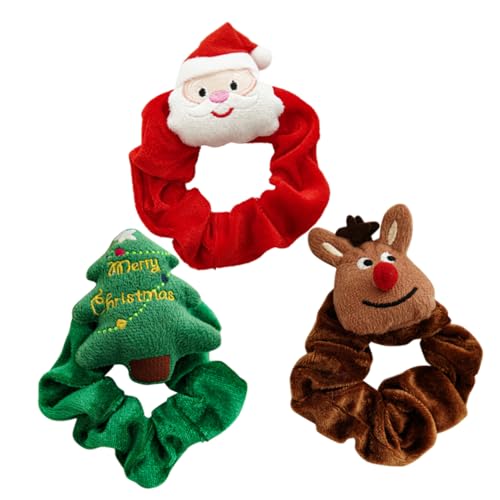 BESTYASH 3stücke Weihnachts Haargummis Süße Elastische Scrunchies Für Damen Festliche Haaraccessoires Mit Weihnachtsbaum Schneemann Und Rentier Design Für Partys Und Alltag von BESTYASH