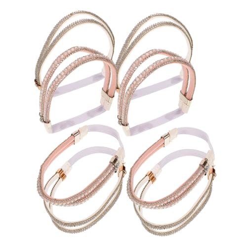BESTYASH 4 Paare Abnehmbare Strass Schuhriemen mit Falschen Perlen Elastische Rutsch Bänder Dekorative Haltebänder für High Heels Sandalen und Hausschuhe Modisch und Vielseitig für Damen von BESTYASH