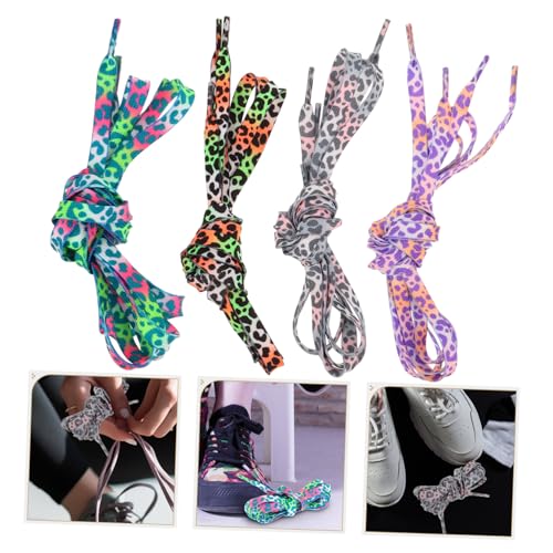 BESTYASH 4 Paare Reflektierende Leoparden schnürsenkel Farbige Leuchtende Turnschuh schnürsenkel für Damen und Herren Robuste Vielseitige Sportschuhe Modisches Tie dye Design von BESTYASH