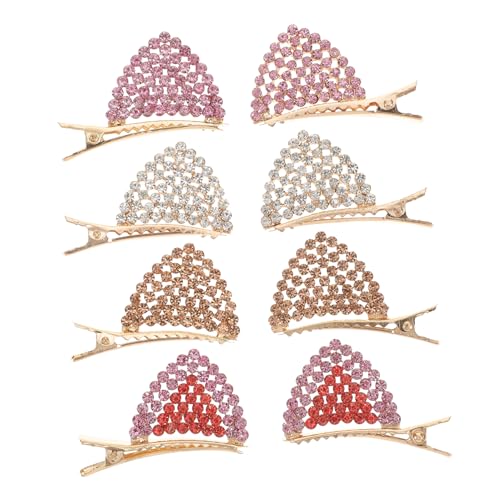 BESTYASH 4 Paare Rhinestone Katzenohren Haarklammern Glitzer Haarspangen für Mädchen Hautfreundlich und Langlebig für Karneval und Partys in Weiß und Champagner von BESTYASH