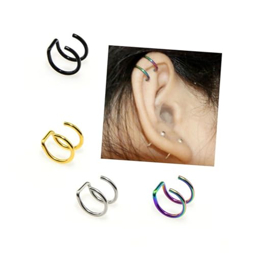 BESTYASH 4 STÜCKE Teiliges Nasenring und Ohrclip Hypoallergen Farblich Sortiert in Schwarz Gold und Bunt Leichter Nasenpiercing Ersatz für Damen Komfortabel und Hautfreundlich von BESTYASH