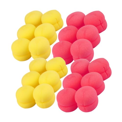 BESTYASH 4 Sätze Haarschwamm Lockenwickler mit Pilzdesign Weiche Leichte DIY Haarstyling Schwämme für Schonende Zeitsparende Locken Waschbar für Frauen Rot und Gelb von BESTYASH