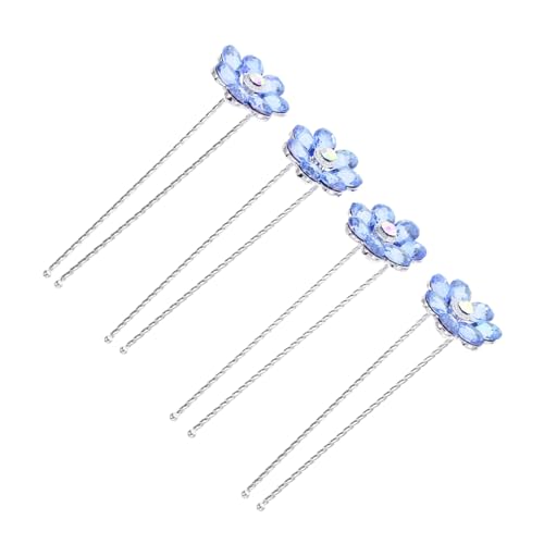 BESTYASH 4 Stck. Strass-Haarnadel klein Haar Strass Strasssteine Strassclips für das Haar Stift für Haare Hochzeit Braut Haarnadel Haarschmuck für Frauen Metall Blue von BESTYASH