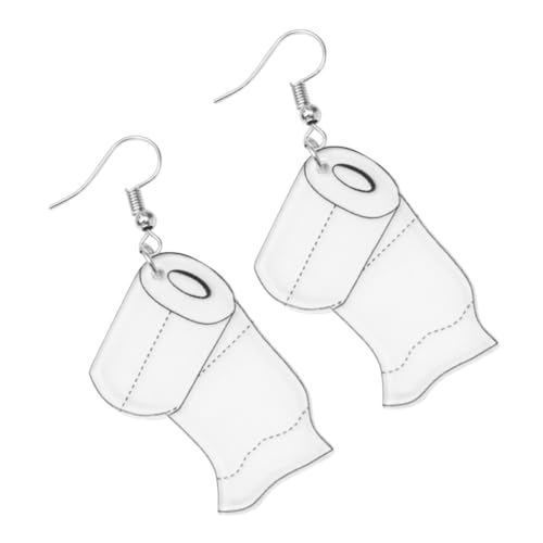 BESTYASH 4 Stück Acryl Ohrringe Toilettenpapier Design Ohranhänger Damen Leicht und Kreativ Weiß Ohrhaken Stil Schmuck Zubehör Geschenk von BESTYASH