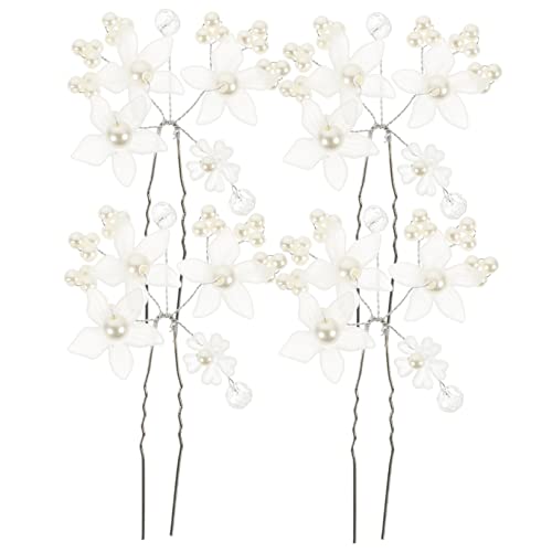 BESTYASH 4 Stück Blumen Fleece Junggesellin Braut- Braut Perle Haar Zubehör Erste Brautjungfern Für Hochzeit Perlen Kopfbedeckungen Bankett Gemeinschaft Haarnadel Acryl Weiß von BESTYASH