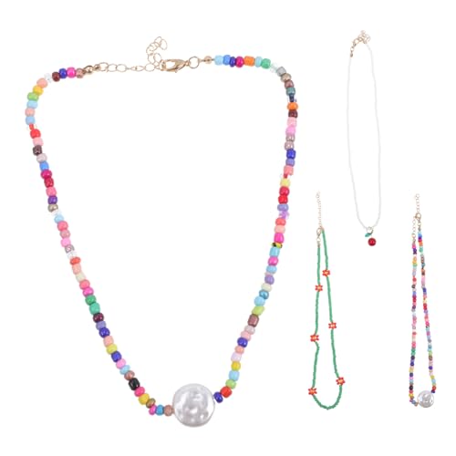 BESTYASH 4 Stück Boho perlen choker Bunte Strand halsketten für Damen und Teenager Leichte Stylische Statement ketten Sommerliche Modeschmuck geschenke Vielseitig Tragbar von BESTYASH