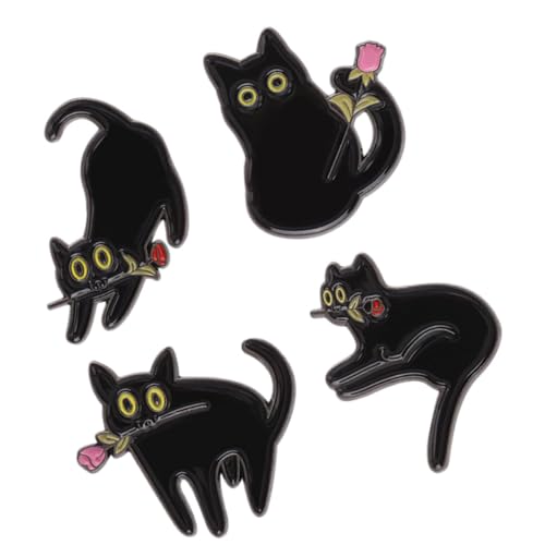 BESTYASH 4stücke Katzenbroschen Metall Dekorative Anstecknadeln Für Kleidung Schal Hut Rucksack Handtasche Vielseitig Einsetzbar von BESTYASH