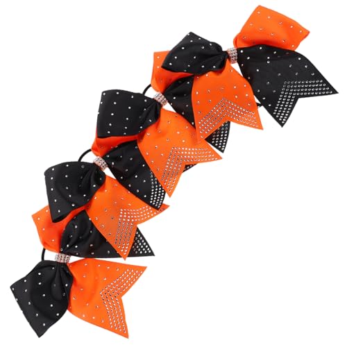 BESTYASH 4 Stück Cheerleader Haarschleifen mit Strasssteinen Glitzernde Haargummis für Mädchen Weiche Bequeme Dekorative Schleifen für Alltag Party und Auftritte von BESTYASH