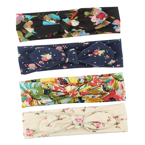 BESTYASH 4 Stück Elastische Haarschmuck Bänder mit Hasenohren Verstellbare Kopfbedeckung für Damen und Gemischte Farben Bequeme Haarbänder für Täglichen Gebrauch von BESTYASH